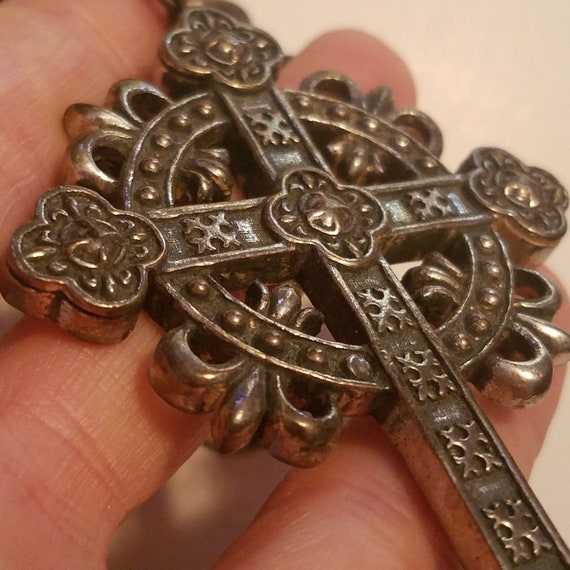 Sterling Silver Ornate Goth Cross Pendant, Gothic… - image 4