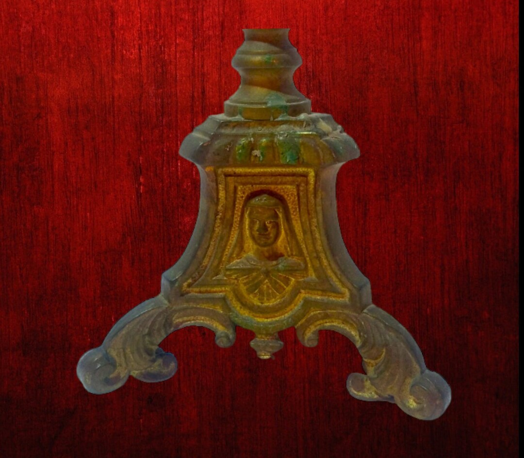 Antique Church Candle Holder Jesus Joseph Virgin Mary Etsy