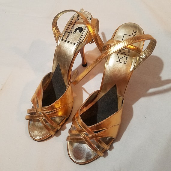 1950's Gold Heels, Vintage Shoes, Bronze Metallic… - image 3