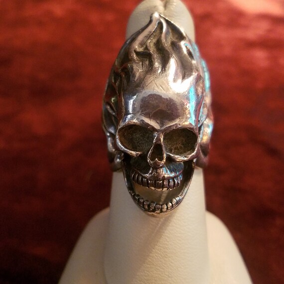 Big Skull Ring, Vintage Sterling Silver, Punk Roc… - image 5