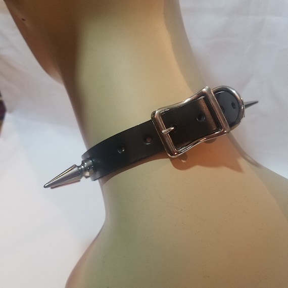 Leather Collar with Spikes, Spiked Choker, BDSM G… - image 10