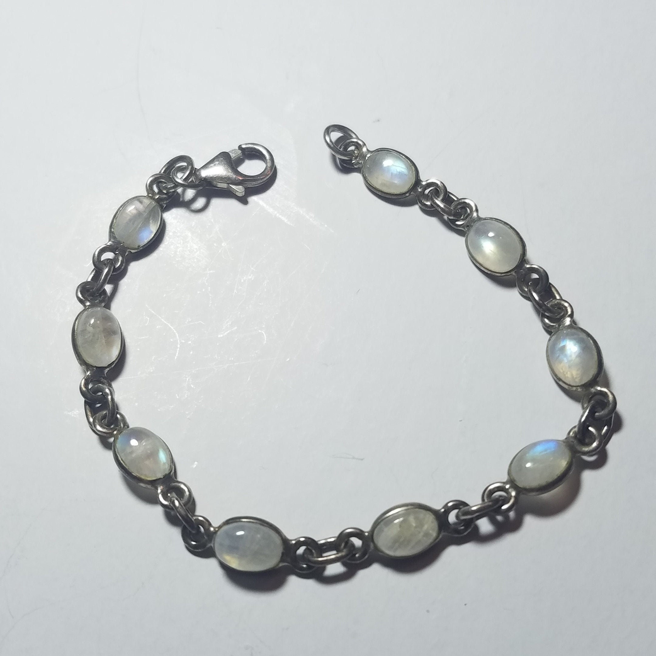 WHOLESALE 1PC 925 SILVER PLATED WHITE RAINBOW MOONSTONE BRACELET LOT b439