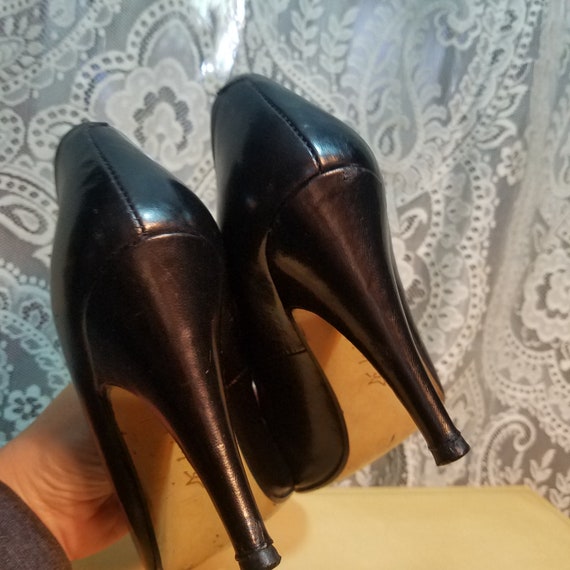 Vintage Fetish High Heels, Black Leather Shoes, 5… - image 8