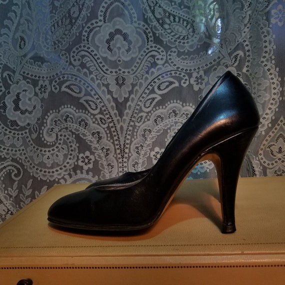 Vintage Fetish High Heels, Black Leather Shoes, 5… - image 2