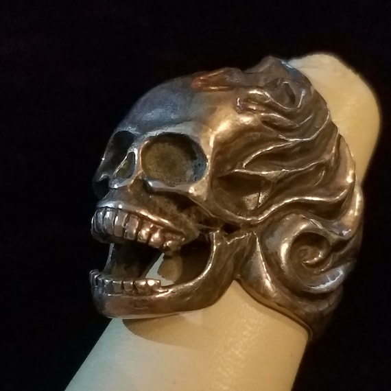 Big Skull Ring, Vintage Sterling Silver, Punk Roc… - image 2