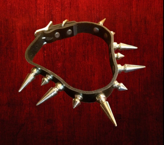 Leather Collar with Spikes, Spiked Choker, BDSM G… - image 1