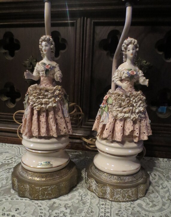 Items Similar To Vintage Pair Cordey Table Lamps Victorian