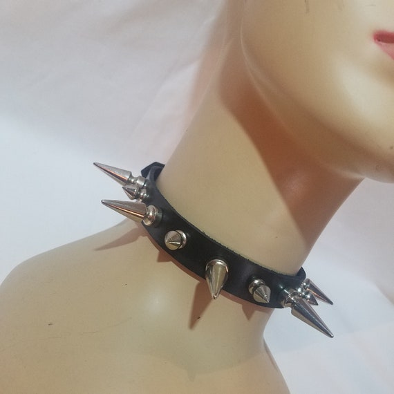 Leather Collar with Spikes, Spiked Choker, BDSM G… - image 7