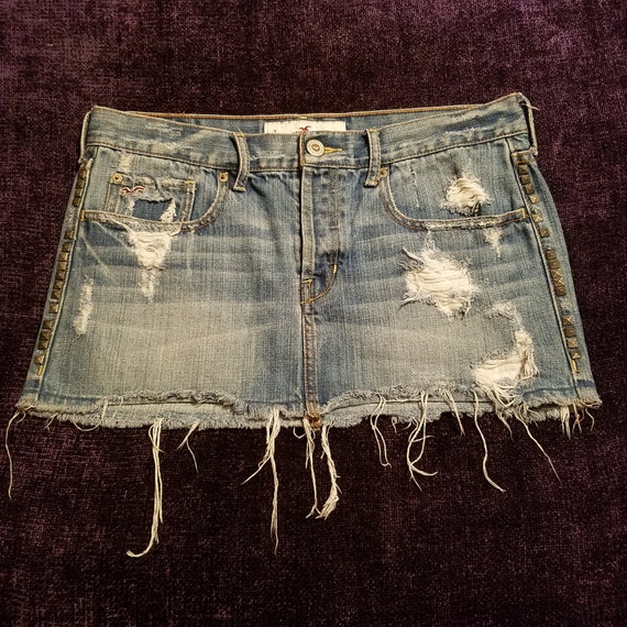 Cutoff Denim Skirt, Frayed Edges, Hippie Summer C… - image 1