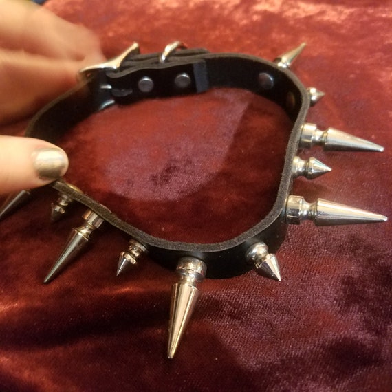 Leather Collar with Spikes, Spiked Choker, BDSM G… - image 5