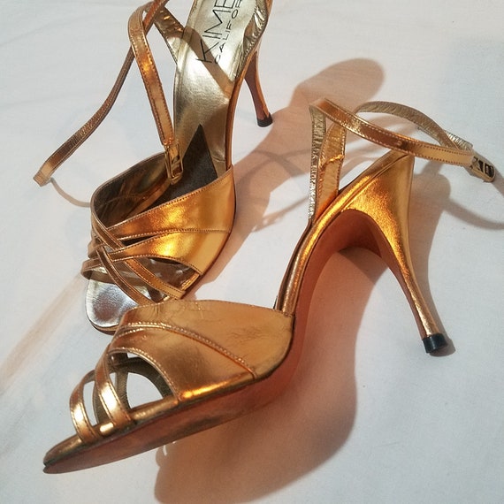 1950's Gold Heels, Vintage Shoes, Bronze Metallic… - image 7