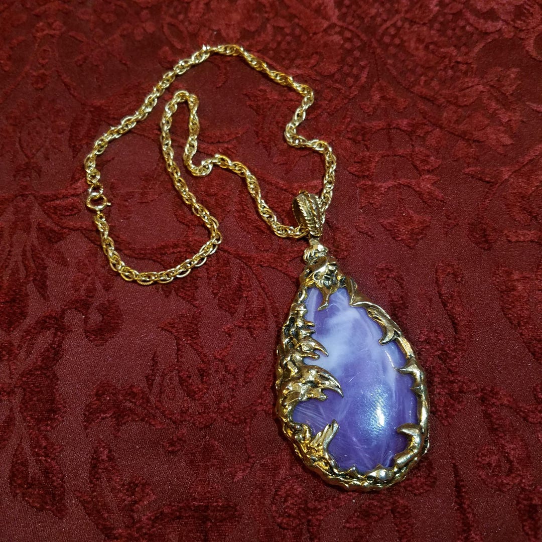 Love Witch Necklace, 1960's Fashion, Large Gold Teardrop Love Witch Necklace, 1960's Fashion, Large Gold Teardrop