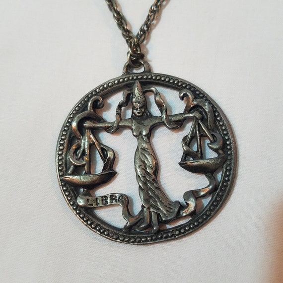 Vintage Large 1960's Libra Zodiac Astrology Neckla