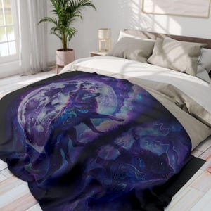Mystische Wolf Fleece Decke - Kuschelige Wohn Dekoration
