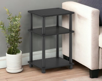 3-Tier end table h quality medium density composite wood and plastic tubes Bedside Table with Plastic Poles