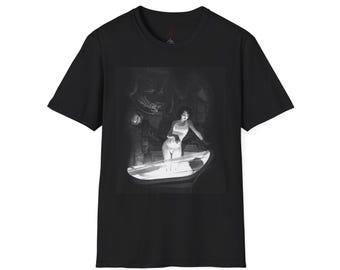 Camiseta Gildan 64000 Softstyle con diseño de Alien Ripley en blanco y negro