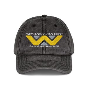 Weyland-Yutani Distressed Cap - Alien Series Vintage Embroidered Hat, Building Better Worlds Black
