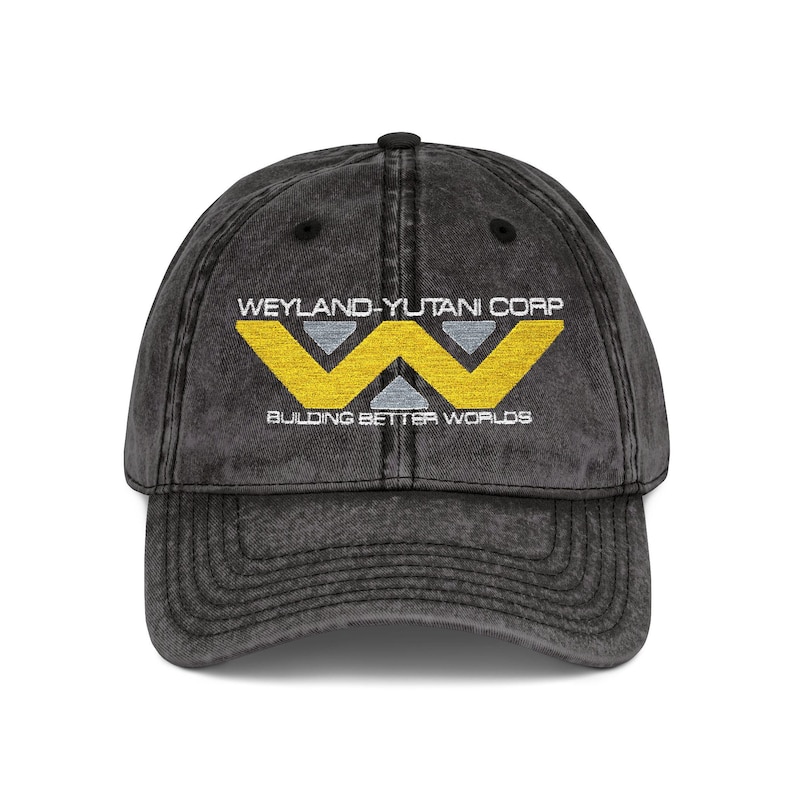 Weyland-Yutani Distressed Cap - Alien Series Vintage Embroidered Hat, Building Better Worlds Black