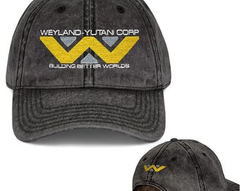 Weyland-Yutani Distressed Cap - Alien Series Vintage Embroidered Hat, Building Better Worlds