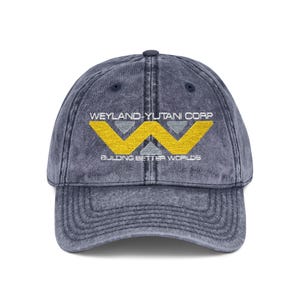 Weyland-Yutani Distressed Cap - Alien Series Vintage Embroidered Hat, Building Better Worlds Navy