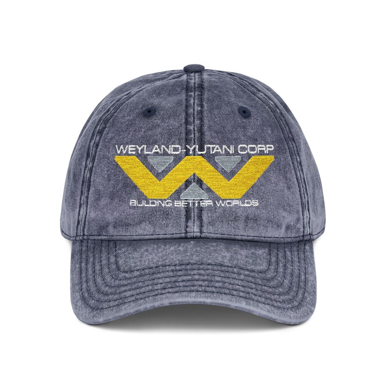 Weyland-Yutani Distressed Cap - Alien Series Vintage Embroidered Hat, Building Better Worlds Navy