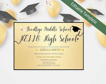 8Th Grade Grad Middle School Graduation Invitation Goodbye Middle School Last Day of school High School Editable Invite Instant Download02
