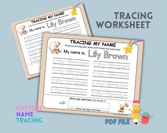 Name Tracing Custom Worksheet, Personalized Name Worksheet, Pre-custom Name Tracing, Digital Download, US Letter or A4, PDF File.02