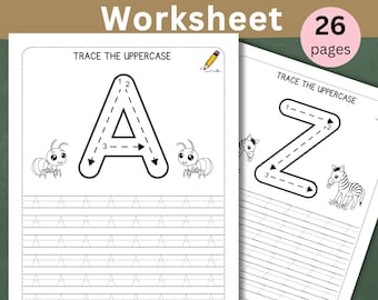 Alphabet Tracing Worksheets for Kids | Alphabet Kids Activity | Printable Letter | Instant Download | Learning Preschool Learning Activity