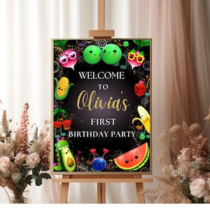 Dancing Fruit Welcome Sign Hey Bear Sensory Welcome Sign Kids Birthday Invite Fruit Birthday Invitation Party Invitation Digital Download2