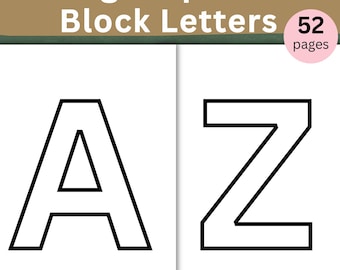 Large Printable Alphabet Letters, Printable Large Block Letters - Uppercase and Lowercase Alphabet - Fun Crafting Activities for Kids