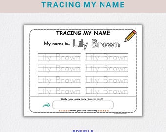 Name Tracing Custom Worksheet, Personalized Name Worksheet, Pre-custom Name Tracing, Digital Download, US Letter, PDF File.02