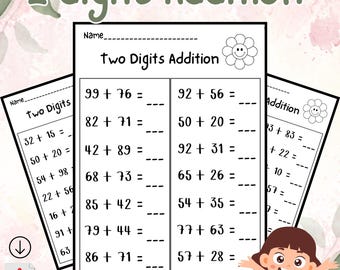 Two-Digit Addition Worksheets with Answer Key | Fun Math Practice for Kids | Printable PDF (20 Pages)