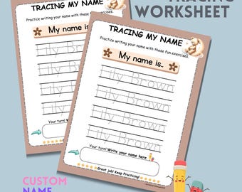 Name Tracing Custom Worksheet, Personalized Name Worksheet, Pre-custom Name Tracing, Digital Download, US Letter and A4,PDF File.01