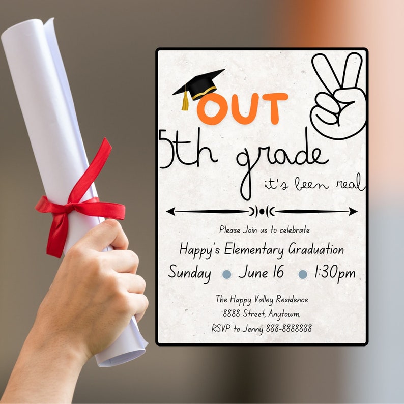 Grade R Gradution Invite Graduation Invitation | End of the School Year Celebration Invitation ...