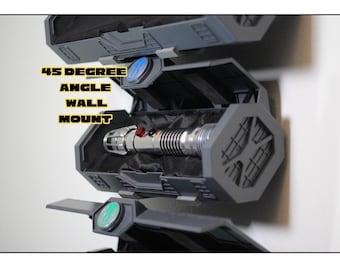 Lightsaber Wall Mount for Galaxy’s Edge | 45 Degree Display Stand for Hilt and Box | Star Wars Saber Wall Holder | Collector Display Mount