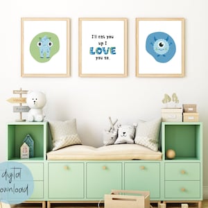 Cute Monster Wall Decor, Boho Monster Decor, Cute Monster Nursery, Playroom Wall Decor, Boys Wall Art, Kids Monster Playroom, Kids Decor