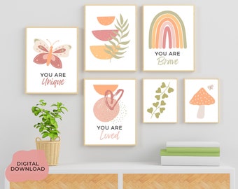 Boho Teen Girl Room Decor Prints, Set of 9 (Digital Download)