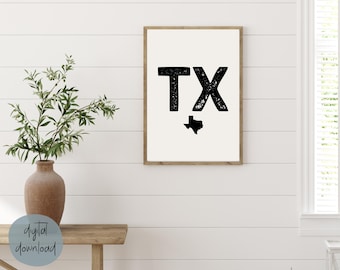 Custom State Map Art Print, Vintage Home Decor (Digital Download)