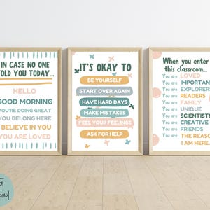 Kunst aan de muur klaslokaal, motiverend klaslokaal decor, inspirerende schoolprenten, boho klaslokaal decor, You Belong Here-kunst, kinderspeelkamer