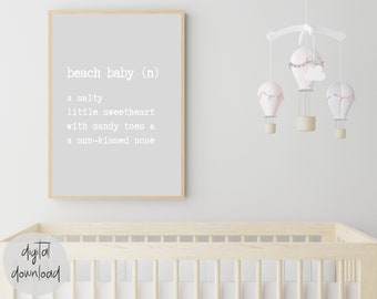 Beach Baby Definition Print, Coastal Nursery Decor (Digital Download)