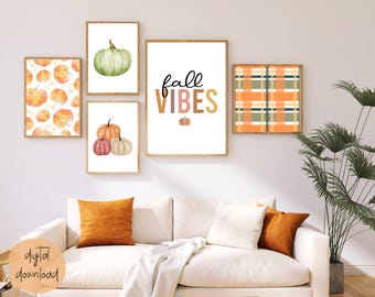Fall Collage Prints, Pumpkin Wall Art, Autumn Decor (Digital Download)