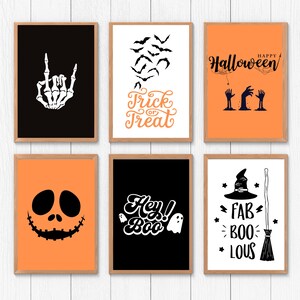 Halloween Gallery Wall Art, Trick or Treat Print, Happy Halloween Decor, Skeleton Digital Art, Witch Printables, Ghost Wall Art, October 31
