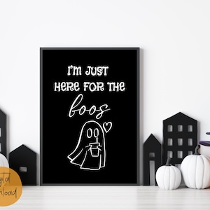 Halloween Boos Ghost Print, Spooky Black and White Art (Digital Download)