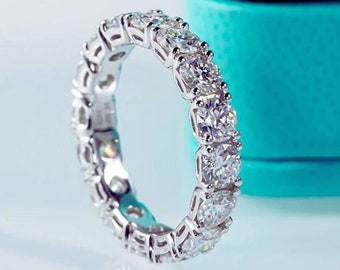 Moissanite Eternity Band Ring - Sterling zilveren bruiloft sieraden groothandel, 4 mm D