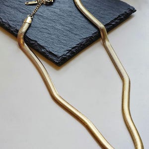 HERRINGBONE Stainless Steel Gold CHAIN Link NECKLACE- Stylish 18k Gold plated Snake Chain Waterproof and Hypoallergenic Necklace
