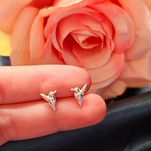 HUMMINGBIRD STUD Modern EARRINGS- Lightweight Bird Small Girls Casual Use Studs
