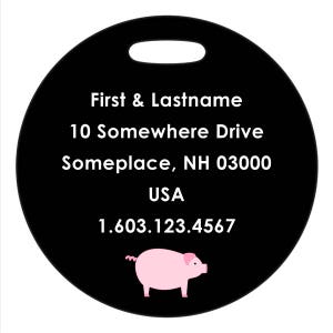 Luggage Tag Piggy 2.5 inch or 4 Inch Round Plastic Bag ID Tag image 2