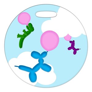 Bagageetikett - Ballongdjur - Stor rund plastetikett i plast (2,5 tum eller 4 tum)