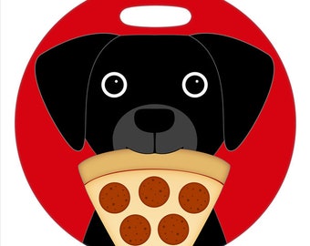 Luggage Tag- Pizza Thief - Black Dog