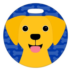 Luggage Tag - Yellow Lab - Round Plastic Bag Tag